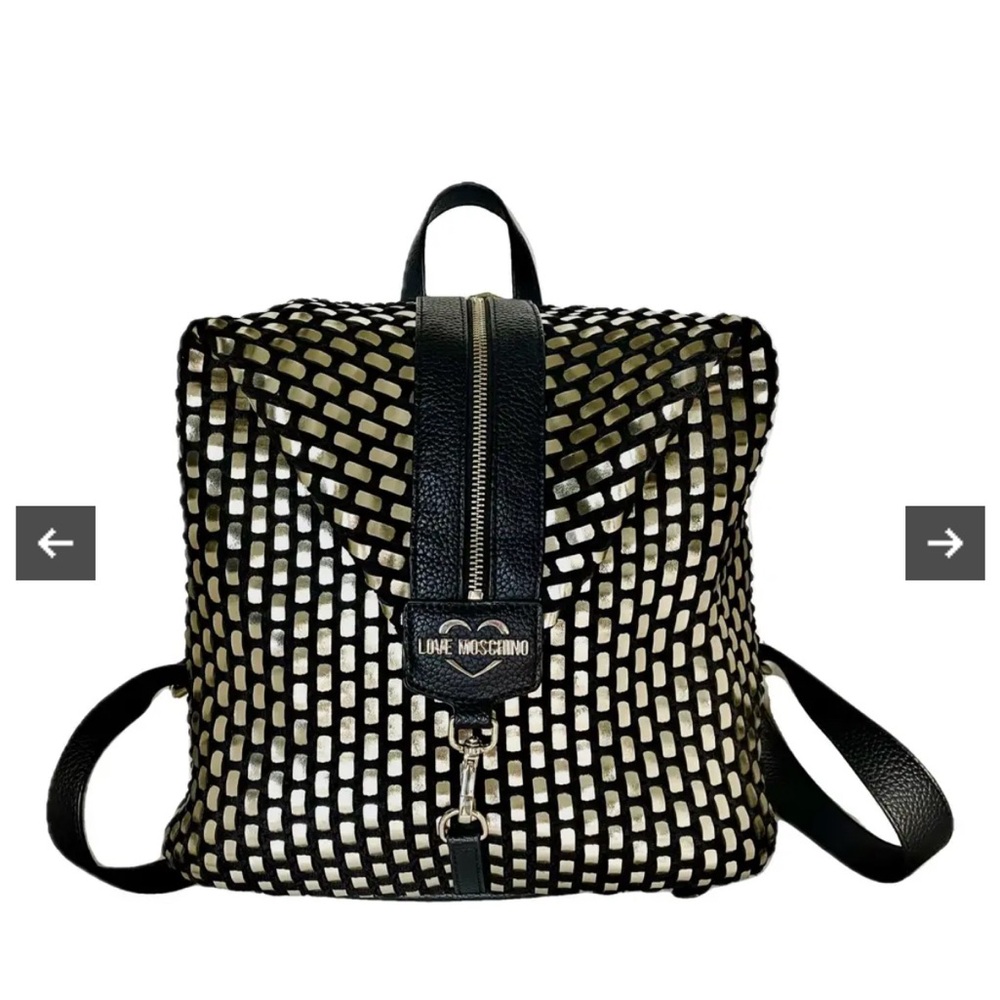 Love Moschino Black and Silver Women's Backpack.
